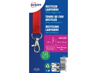 Lanyard Avery rPET rood 440x15mm met karabijnhaak 10 stuks - 3