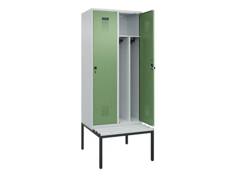 locker met bank,voor scheiding van kleding,HxBxD 2120x800x815mm,2vak
