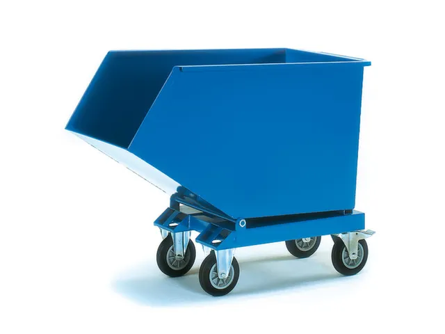 Bakwagen Met Wielen Met Vorksloffen Inhoud 400ltr Blauw Ral 5007