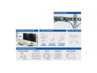 Monitorarm ACT office 2 schermen zilver - 7