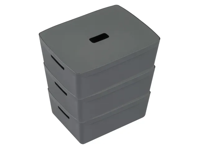 Boîte de rangement Kangaro 20 litres + couvercle anthracite 3 pièces