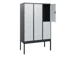 dubbeldekse locker,HxBxD 1950x1200x500mm,3x2vak.,vak B 400mm,cil.-slot - 2