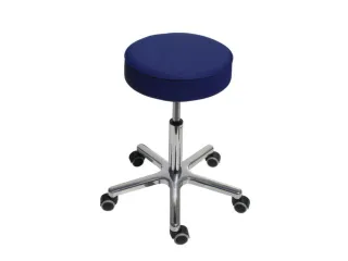 Draaikruk Met Wielen Zitting Kunstleer Blauw 460-590mm Gasveer - 1