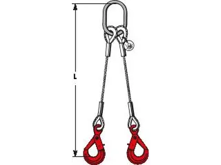 Staaldraadstroppen 2strengen 2.8t 0-45° Kabel Ø 14mm Veiligheidshaak - 3