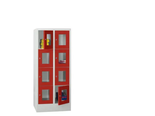 lockerkast,HxBxD 1518x600x500mm,2x4vakken,RAL7035,front RAL3000
