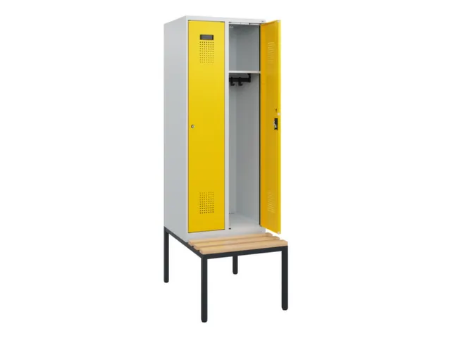 locker met bank,HxBxD 1950x600x815mm,2vak,vak B 300mm,cilinderslot