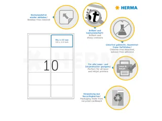 HERMA 10316 Verwijderbare Adresetiket A4 99,1x57mm Wit 1000 stuks - 4