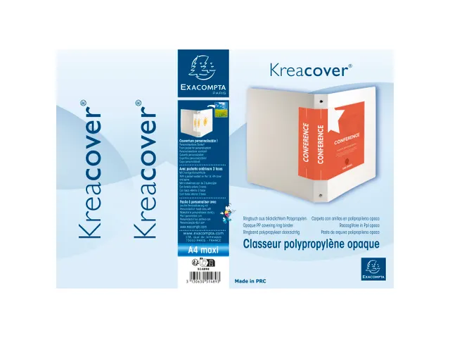 Ringmap A4 Maxi 4 ringen 30mm Personaliseerbaar PP Wit Kreacover