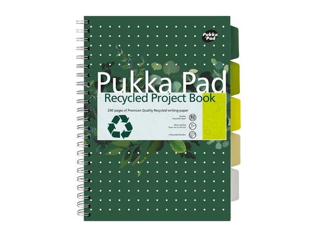 Projectboek Pukka Pad Recycled A4 lijn 5-tabs 4-gaats 200 pagina's 80g