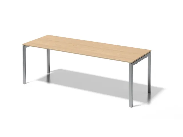 bureau HxBxD 740x2200x800mm blad esdoorn 4-voeten zilverkleurig