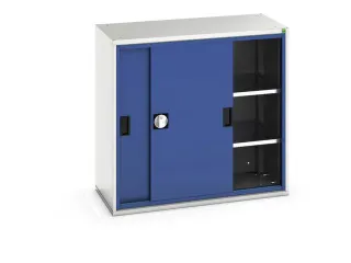 werkplaatskast 1000x1050x550mm 2xStalen bodem RAL7035 front RAL5010 - 1