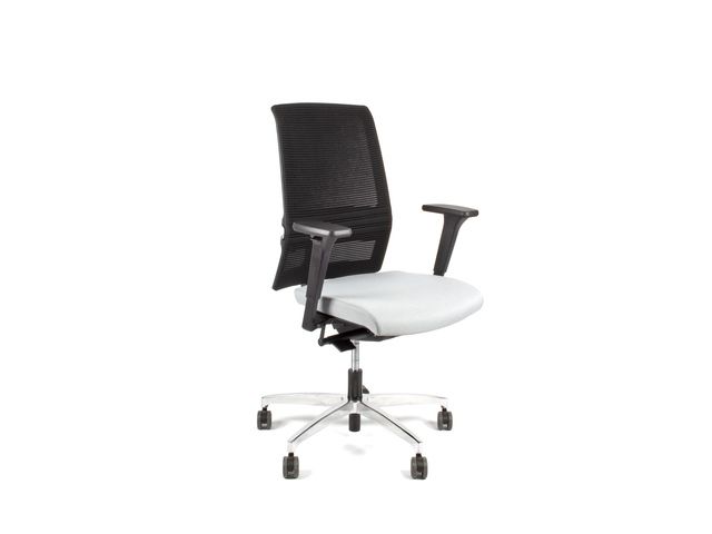 Bureaustoel EN1335 Linea Omnia 01 zwart/grijs met 3D armleuning en alu | KantoorBureaustoel.be