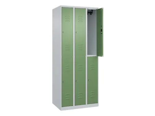 dubbeldekse locker,HxBxD 1850x750x500mm,3x2vak.,vak B 250mm,cil.-slot