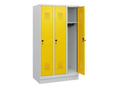 schoollocker,HxBxD 1630x900x500mm,3vak,vak B 300mm,draaigrendel,sokkel