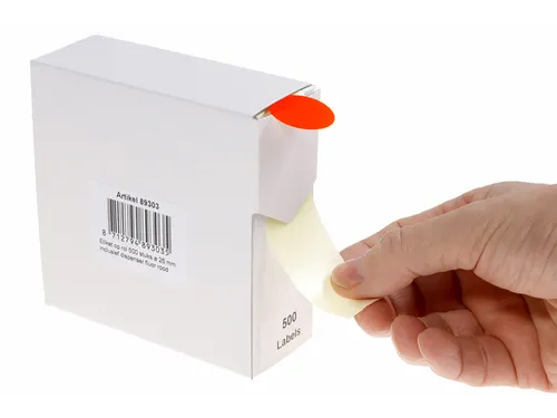 Etiket Rillprint 25mm 500st op rol fluor rood
