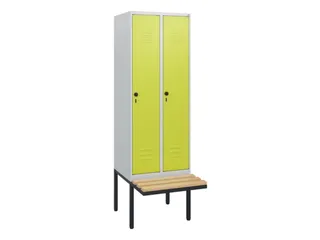 locker met bank,HxBxD 1950x600x815mm,2vak,vak B 300mm,draaigrendel - 1