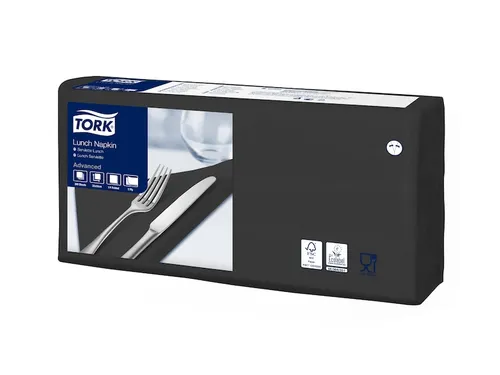 Servetten Tork 477148 2-laags 33x33cm zwart 1/4 vouw 200st.