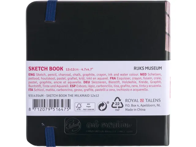 schetsboek Het Melkmeisje 12 x 12 cm
