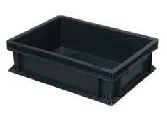 ESD-stapelbak,HxLxB 120x600x400mm,22l,PP,zwart,Wanden gesloten