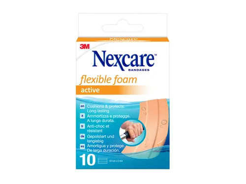 Wondpleister Nexcare active flexible foam waterbestendig 6x10cm 10 stu