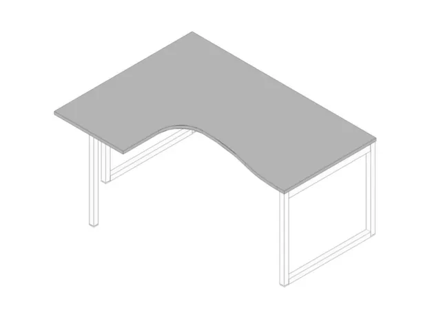 hoek-bureau,HxBxD 730x1600x1200mm,blad grijs,verdieping links