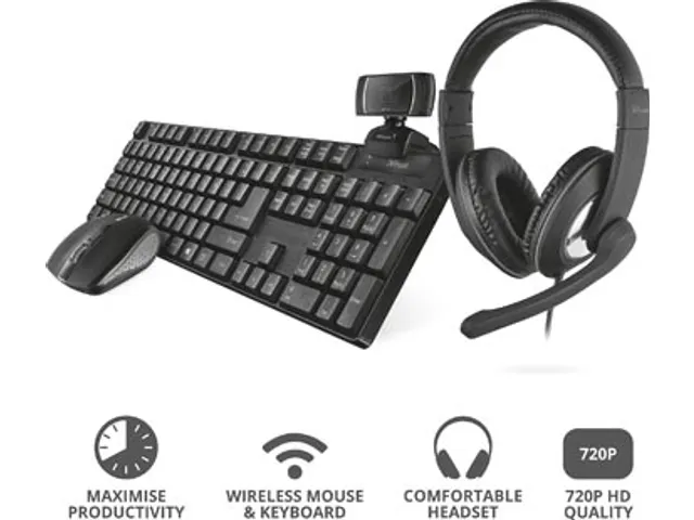 Qoby 4in1 Home Office set Azerty toetsenbord met muis en Webcam