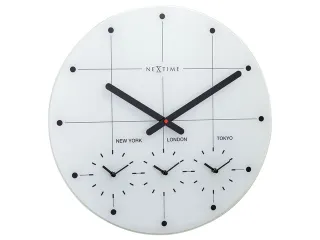 Wereldtijden klok - Stille wandklok - 43cm - Wit - Glazen klok - NeXti - 2