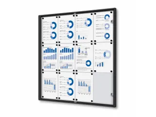 Binnenvitrine Vergrendelbaar Magneethoudend 12xA4 Zwart - 1