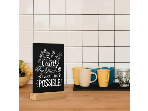 Krijtbord Europel Tafelmodel met Eiken houten voet A5