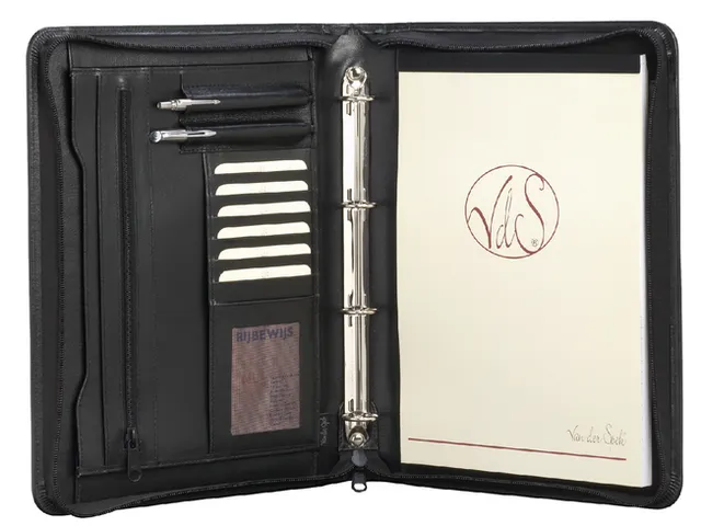 Schrijfmap Economy A4 Licht Generfd Ring+rits Zwart