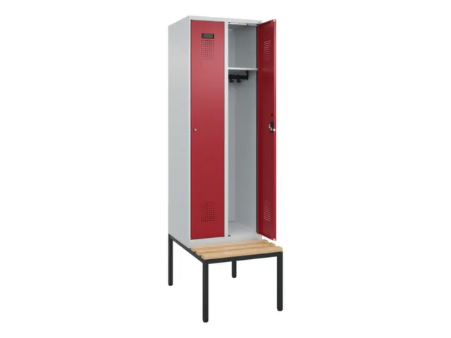 locker met bank,HxBxD 2120x600x815mm,2vak,vak B 300mm,cilinderslot