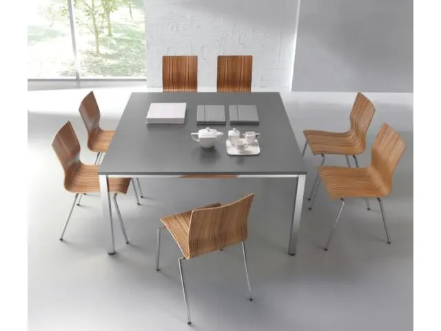 Table de conférence carré 740x1400x1400mm NE-érable 4 Pieds chromé