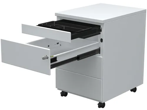 Mobiele ladenblok, 3 laden + pennenlade, wit