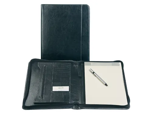 Schrijfmap Brepols Palermo luxe A4 met rits incl schrijfblok zwart