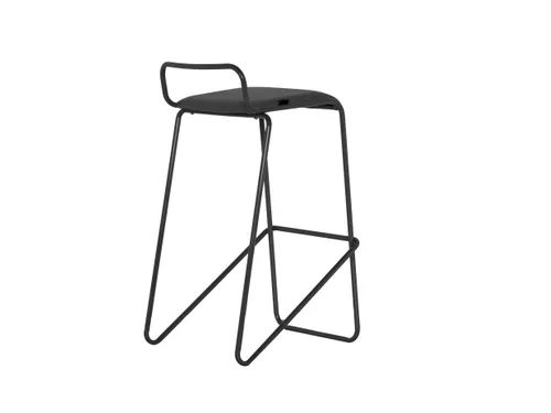 Barkruk serie 126 sledeframe Zwart stof Antraciet