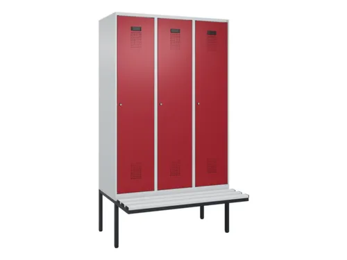 locker met bank,voor scheiding van kleding,HxBxD 2120x1200x815mm,3vak