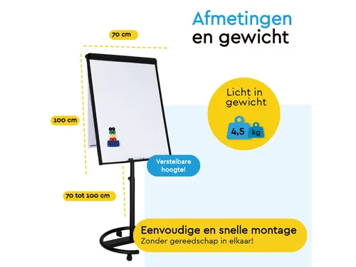 BRASQ Flipover Mobiel Deluxe 70x100cm Magnetisch Zwart met accessoires