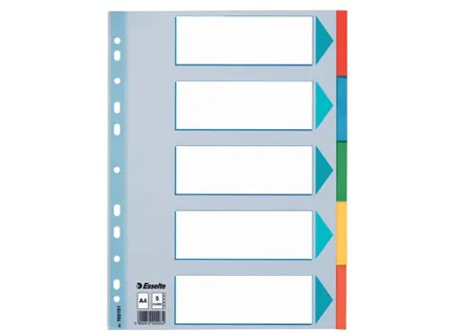 Tabbladen A4 Karton 5-delig Assorti Kleuren 21-gaats