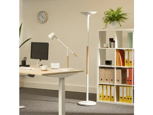 Unilux Pryska Vloerlamp LED Wit met beukenhout
