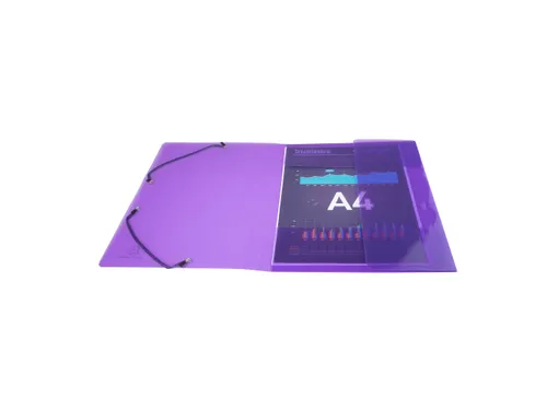 Elastomap 3 kleppen polypropyleen 5/10de Crystal Colours A4 Assorti