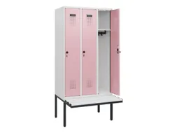 locker met bank,HxBxD 1950x900x815mm,3vak,vak B 300mm,draaigrendel