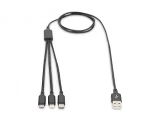USB-oplaadkabel 1m 3-in-1 Kabel Nylon Gevlochten Zwart - 4