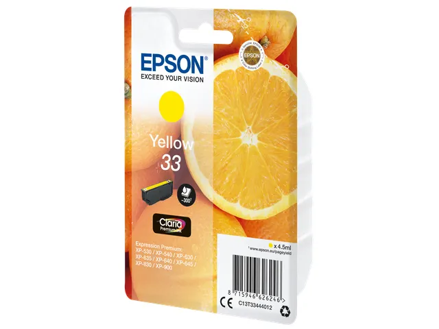 Singlepack Yellow 33 Claria Premium Ink