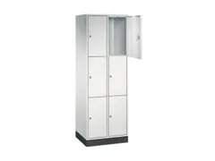 lockerkast,RAL 7035,HxBxD 1950x620x500mm,2x3vakken,cil.-slot,sokkel