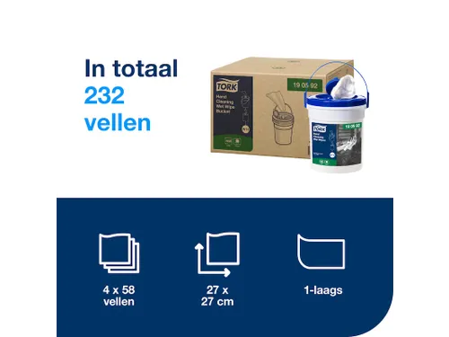 Reinigingsdoekjes Tork Hand Cleaning W14 parfumvrij wit 190592
