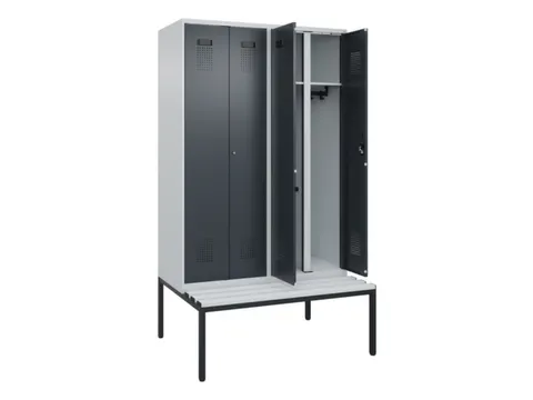 locker met bank,voor scheiding van kleding,HxBxD 2120x1200x815mm,4vak