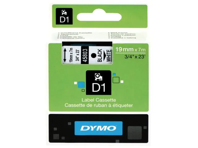 Labeltape Dymo 45803 D1 S720830 19mmx7m zwart op wit