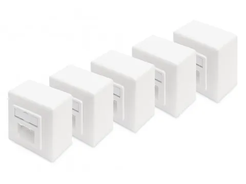 CAT 6 aansluitdoos afgeschermd 2x RJ45 8P8C LSA Wit opbouw set 5 stuks