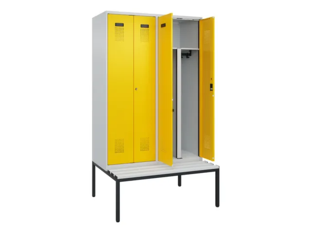 PBM-locker met bank,HxBxD 2120x1200x815mm,4vak,vak B 300mm