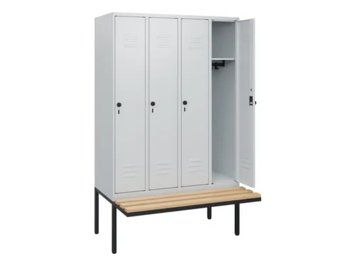 locker met bank,HxBxD 1950x1200x815mm,4vak,vak B 300mm,draaigrendel